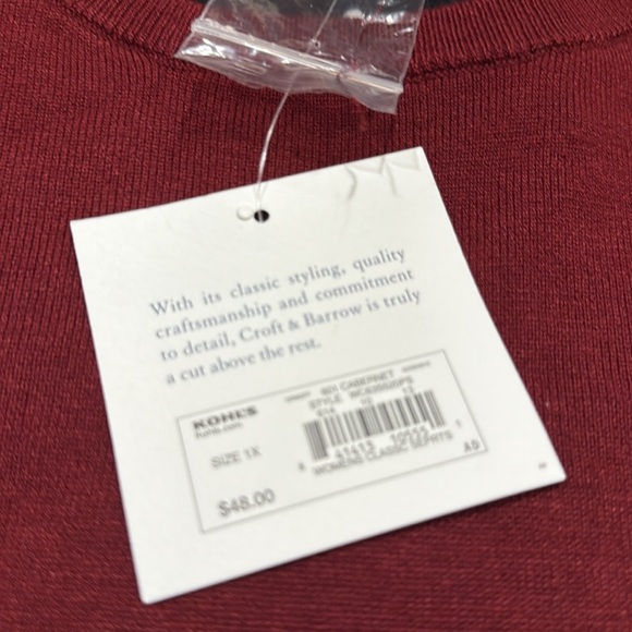 NWT Croft & Barrow women’s sweater burgundy with black with polka dots size 1X. - Picture 6 of 8